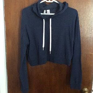 H&M blue crop top hoodie
